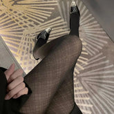 Black Tights for Women | Diamond Pattern Tights - KawaSocks